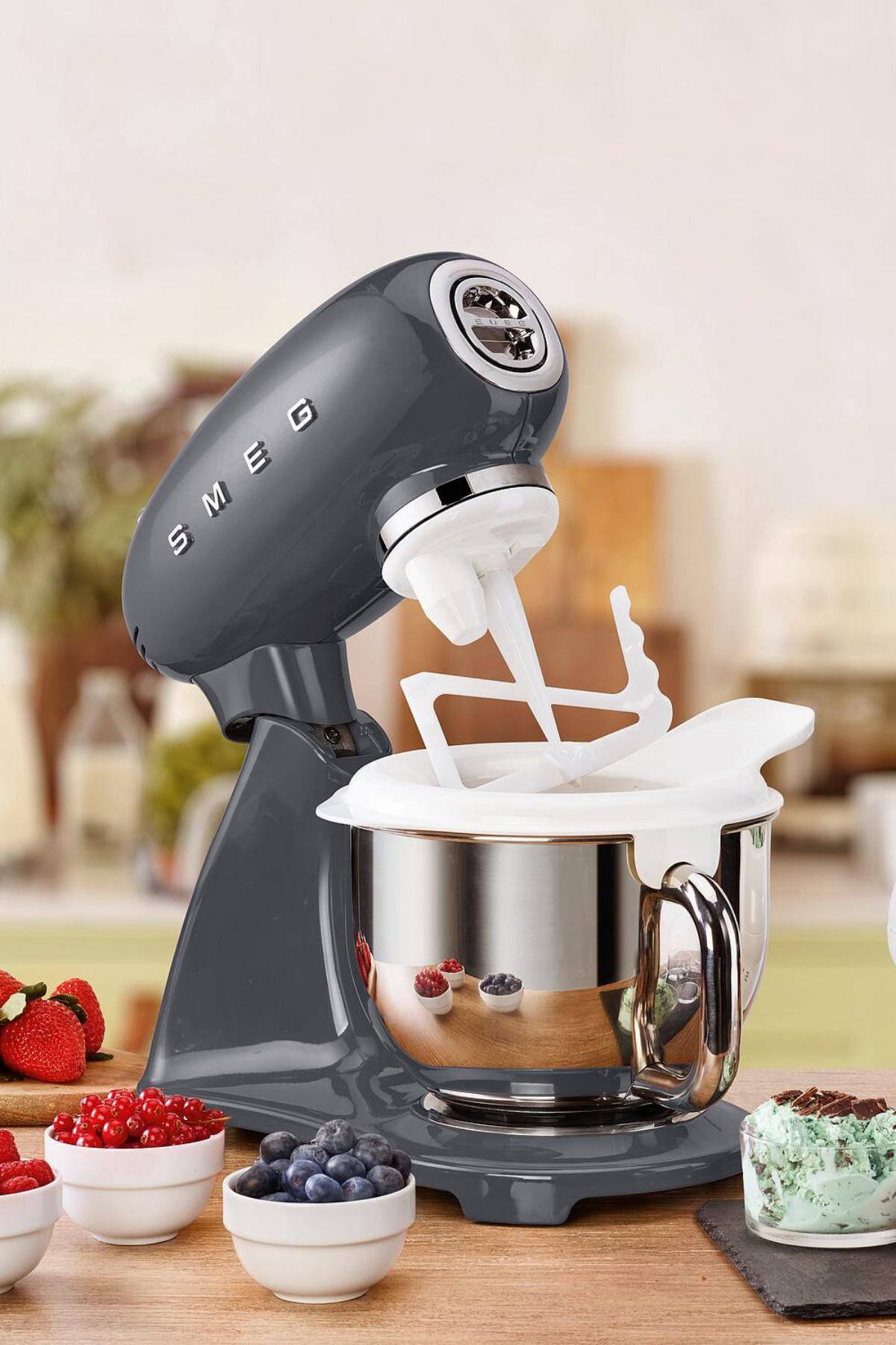  Smeg 50's Style Retro 4.8 Litre Barut Grisi Stand Mikser Smf03greu