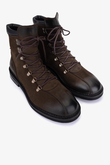  Valmenti Erkek Hakiki Deri Kahverengi Düz Bot