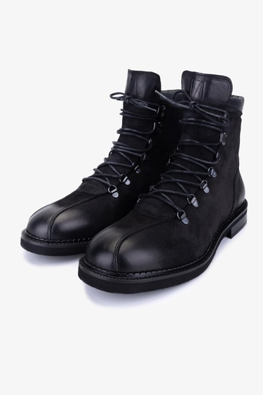  Valmenti Erkek Hakiki Deri Siyah Düz Bot