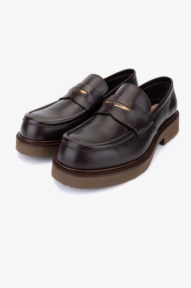  Valmenti Erkek Hakiki Deri Kahverengi Loafer Ayakkabı
