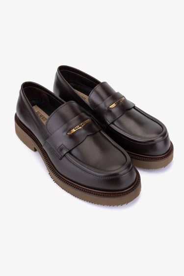  Valmenti Erkek Hakiki Deri Kahverengi Loafer Ayakkabı