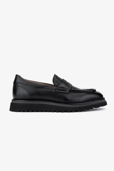  Valmenti Erkek Hakiki Deri Siyah Loafer Ayakkabı