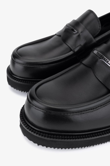  Valmenti Erkek Hakiki Deri Siyah Antik Loafer Ayakkabı