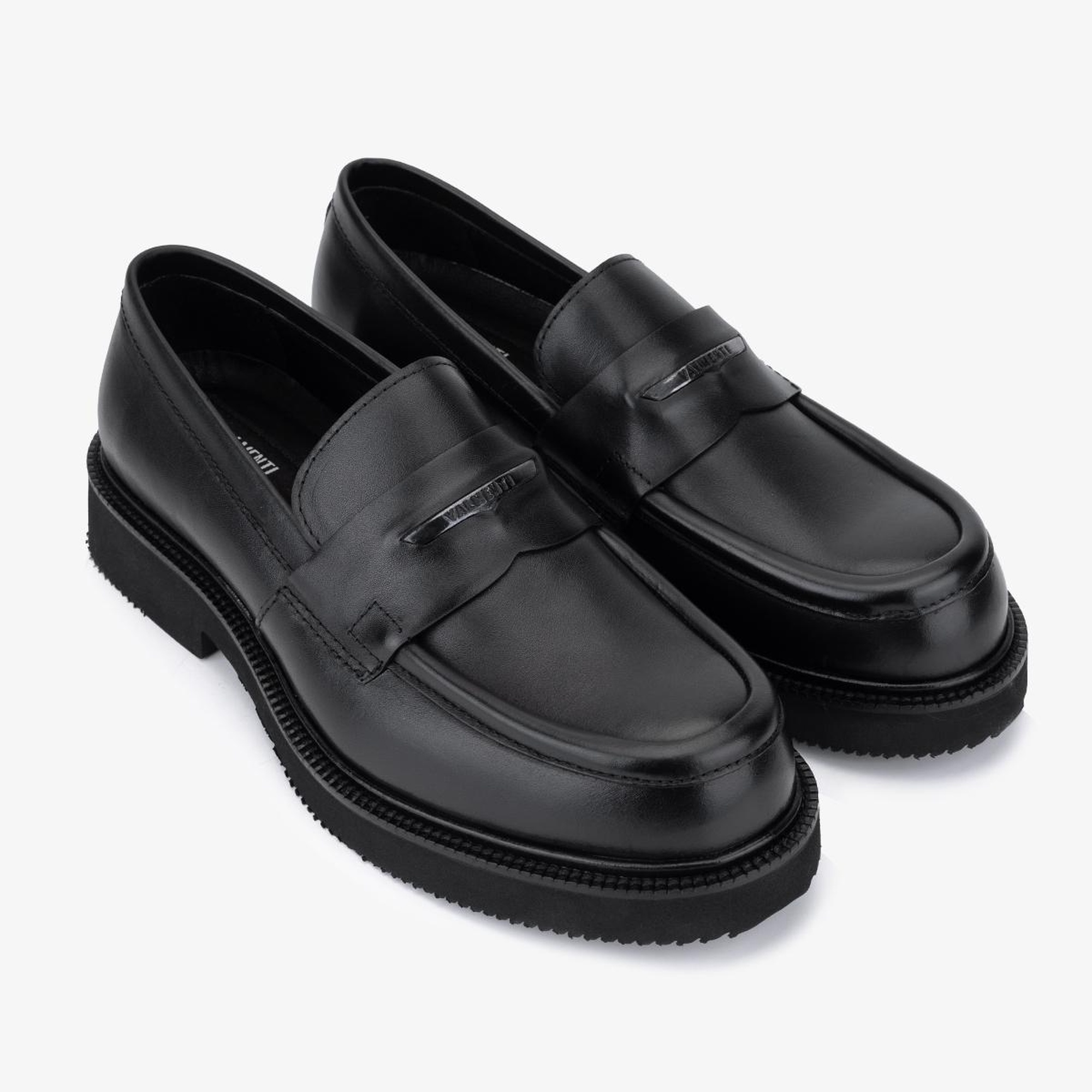 Valmenti Erkek Hakiki Deri Siyah Antik Loafer Ayakkabı