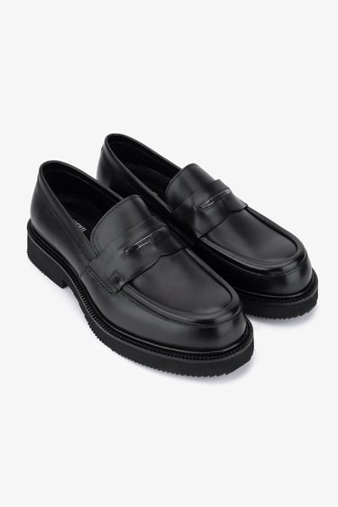  Valmenti Erkek Hakiki Deri Siyah Antik Loafer Ayakkabı