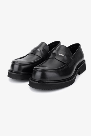  Valmenti Erkek Hakiki Deri Siyah Antik Loafer Ayakkabı
