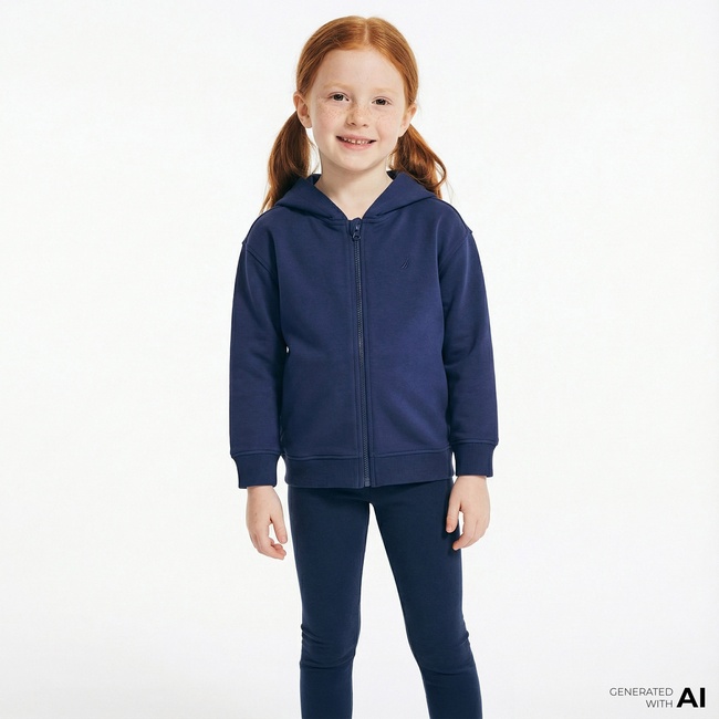  Nautica Kız Çocuk Lacivert Standart Fit Kapüşonlu Sweatshirt
