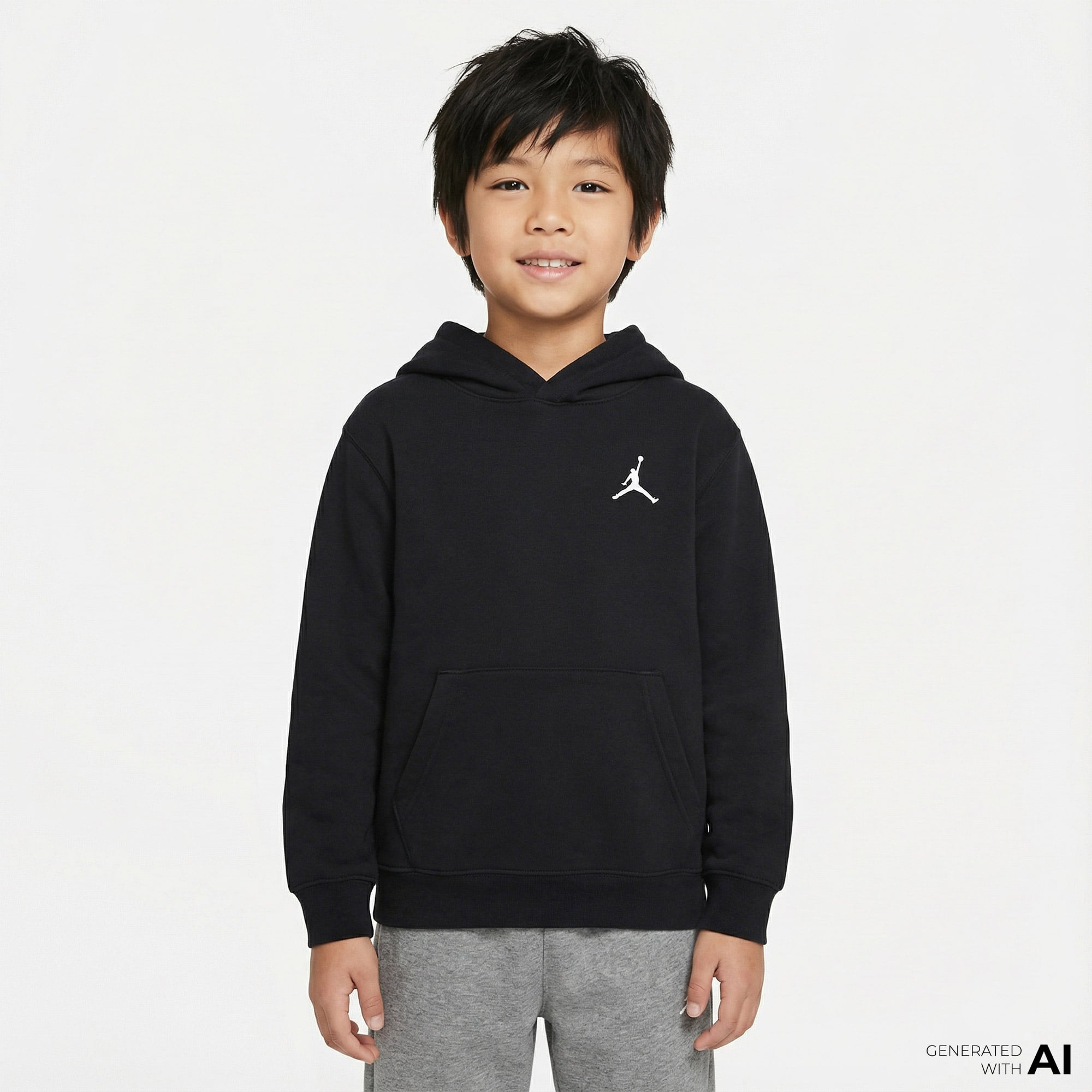  Jordan Brooklyn Çocuk Siyah Kapüşonlu Sweatshirt