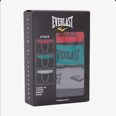  Everlast Lastik 3'lü Erkek Renkli  Boxer