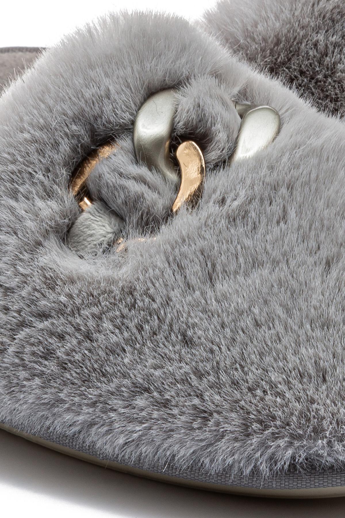 Perla Peluş Kadın Ev Terliği Gri 37/41