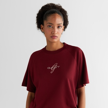  GANT Kadın Kırmızı Relaxed Fit T-Shirt