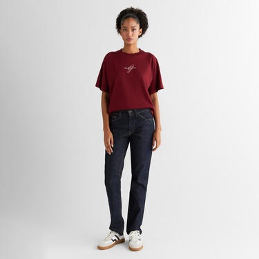  GANT Kadın Kırmızı Relaxed Fit T-Shirt