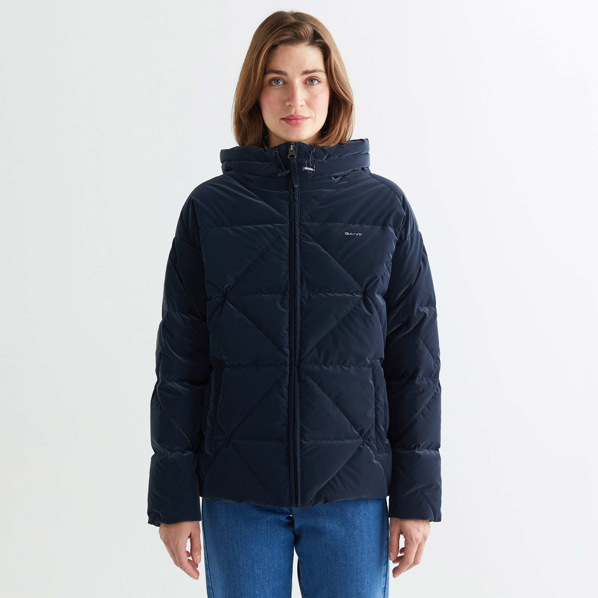  GANT Kadın Lacivert Kapüşonlu Kapitone Mont
