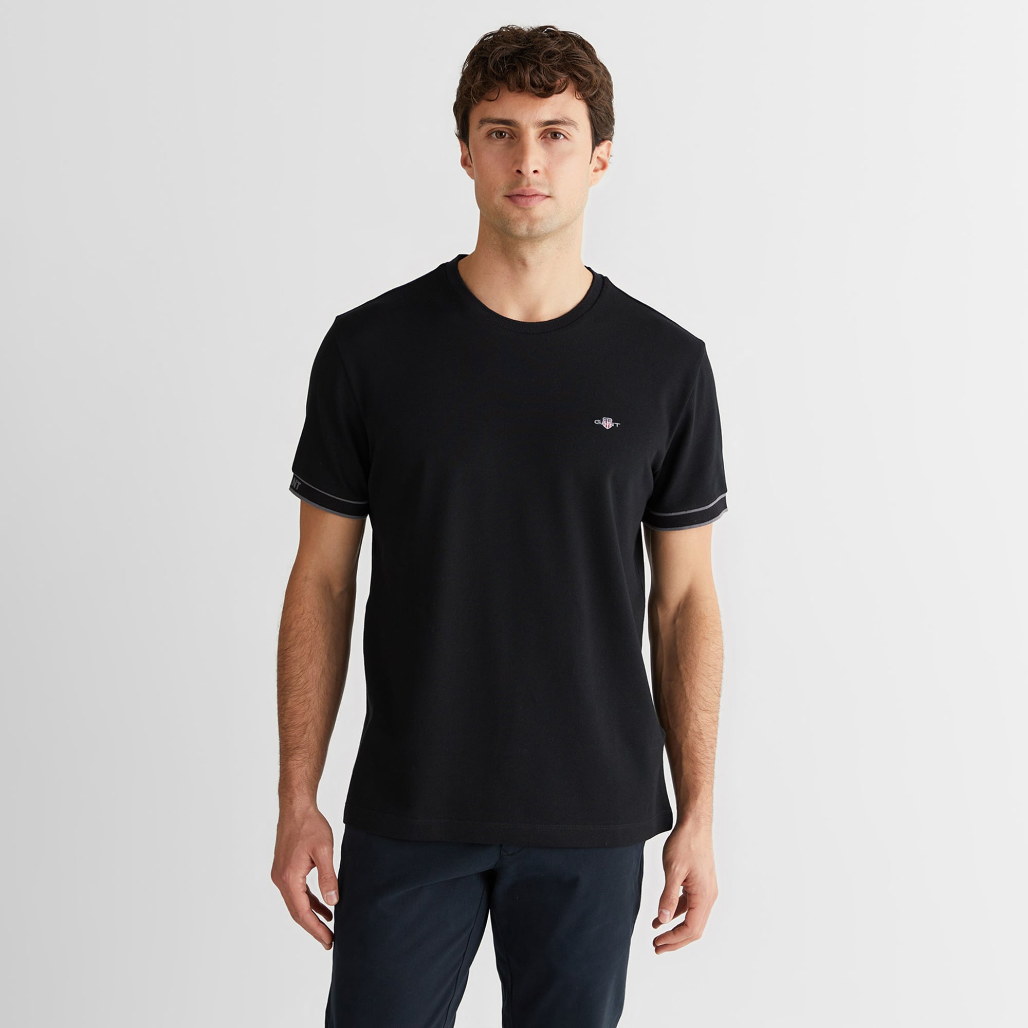  GANT Erkek Siyah Regular Fit T-Shirt