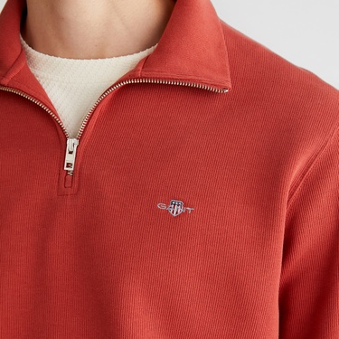  GANT Erkek Kırmızı Regular Fit Yarım Fermuarlı Sweatshirt