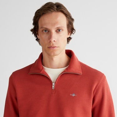  GANT Erkek Kırmızı Regular Fit Yarım Fermuarlı Sweatshirt