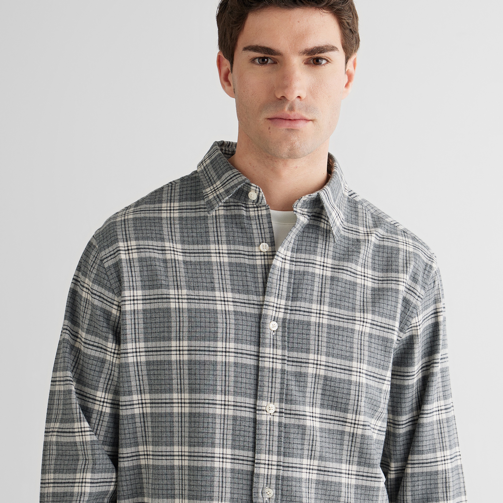 GANT Erkek Gri Regular Fit Bisiklet Yaka Gömlek