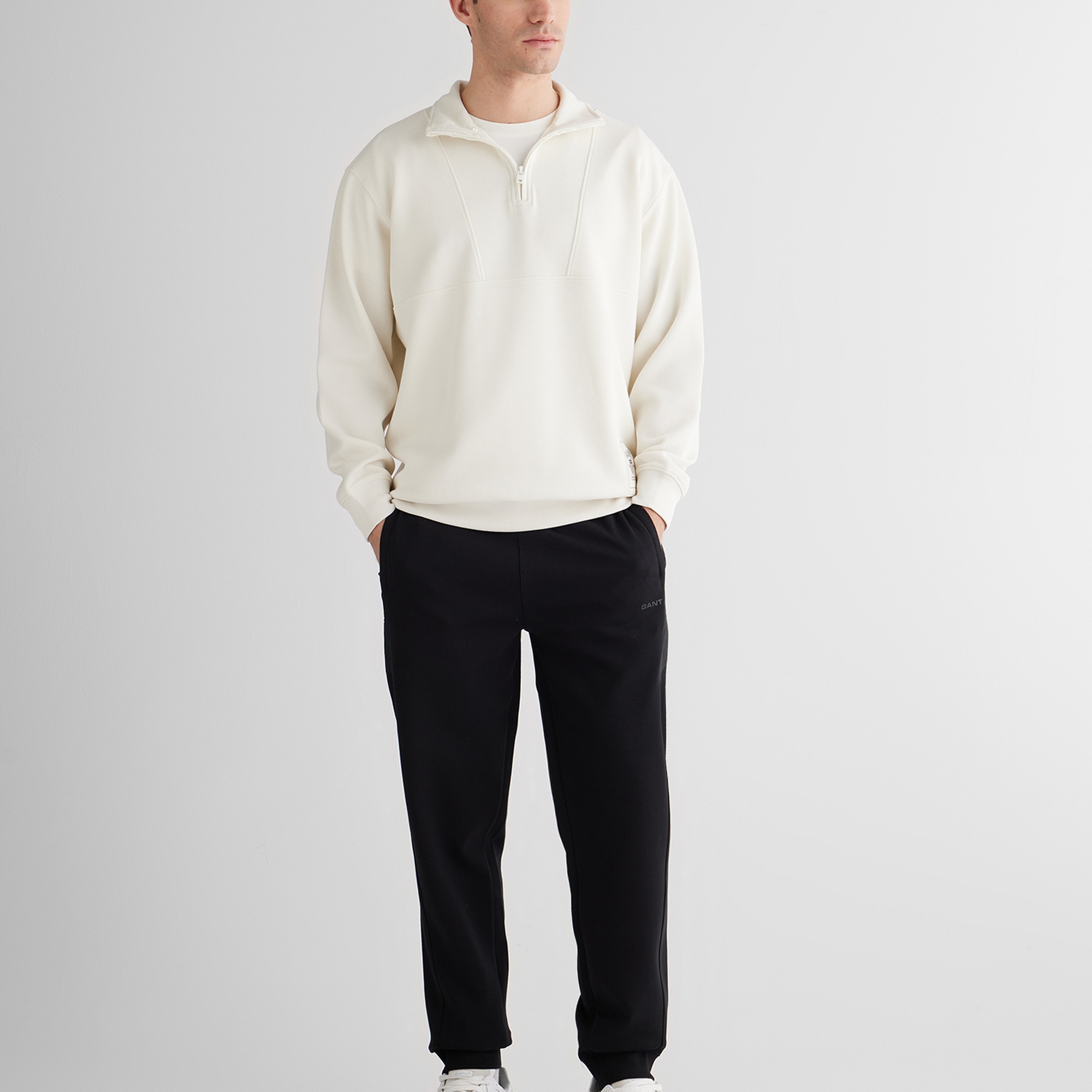 GANT Erkek Krem Relaxed Fit Kapüşonlu Sweatshirt