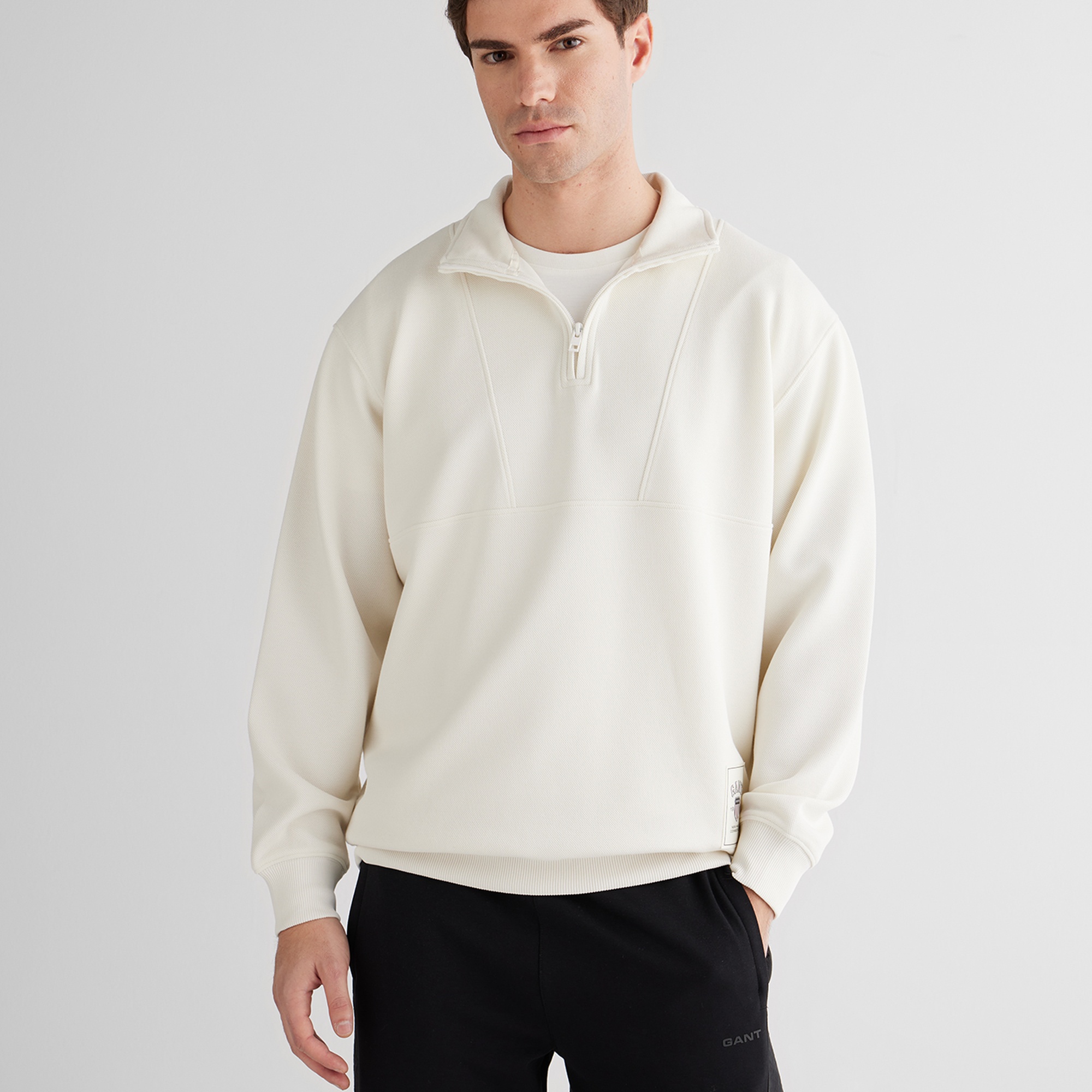 GANT Erkek Krem Relaxed Fit Kapüşonlu Sweatshirt