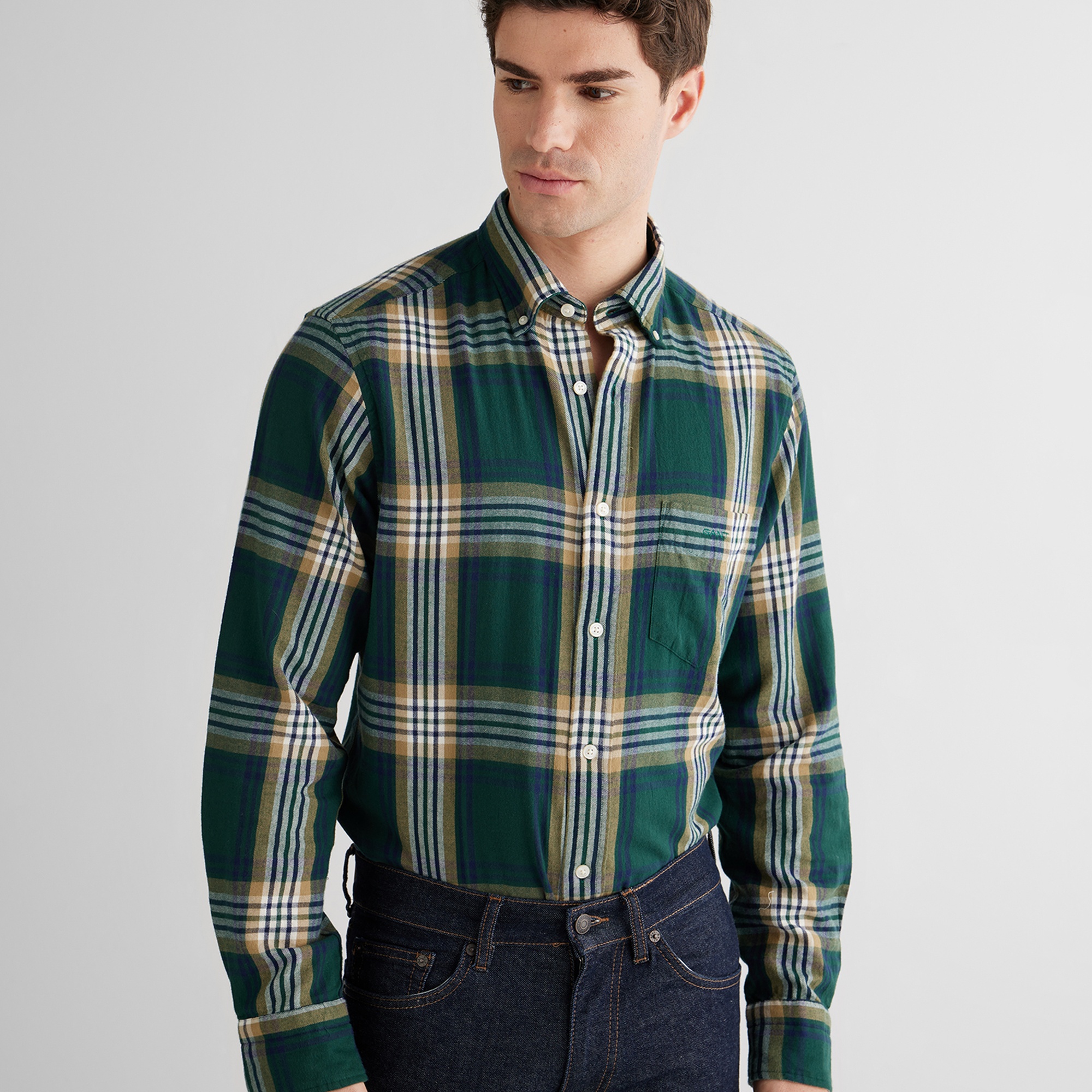 GANT Erkek Yeşil Regular Fit Düğmeli Gömlek