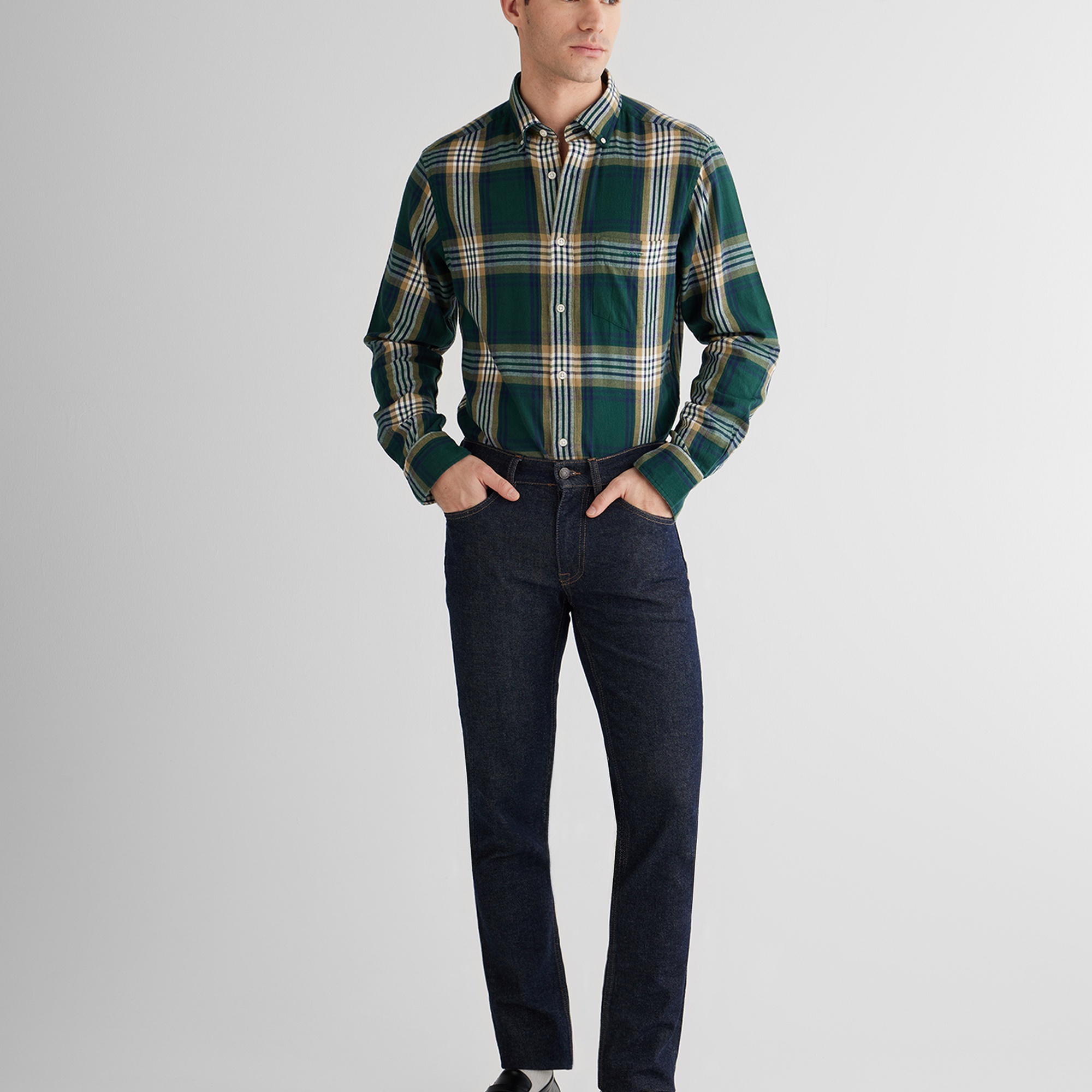 GANT Erkek Yeşil Regular Fit Düğmeli Gömlek