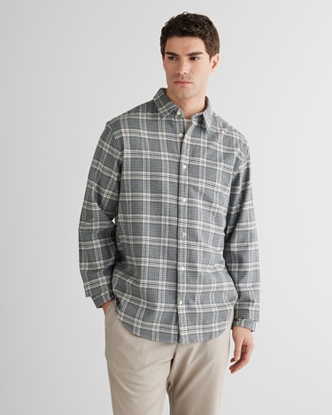  GANT Erkek Gri Regular Fit Bisiklet Yaka Gömlek