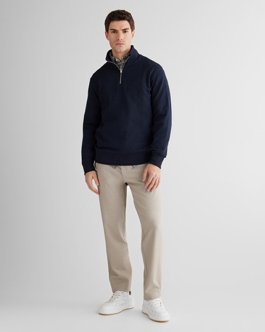  GANT Erkek Lacivert Yarım Fermuarlı Herringbone Kazak