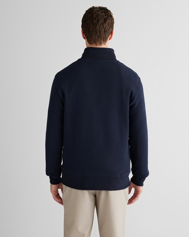  GANT Erkek Lacivert Yarım Fermuarlı Herringbone Kazak