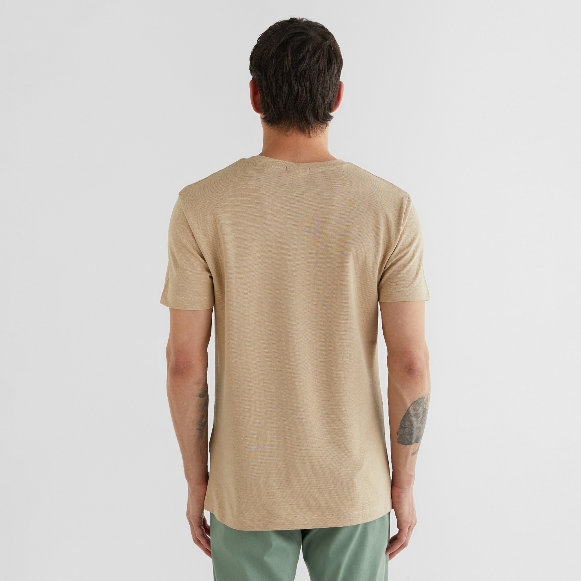 GANT Erkek Bej Slim Fit Bisiklet Yaka T-Shirt
