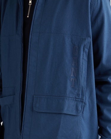  GANT Erkek Mavi Oversize Fit Fermuarlı Logolu Gömlek