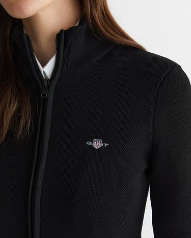  GANT Kadın Siyah Standart Fit Fermuarlı Triko