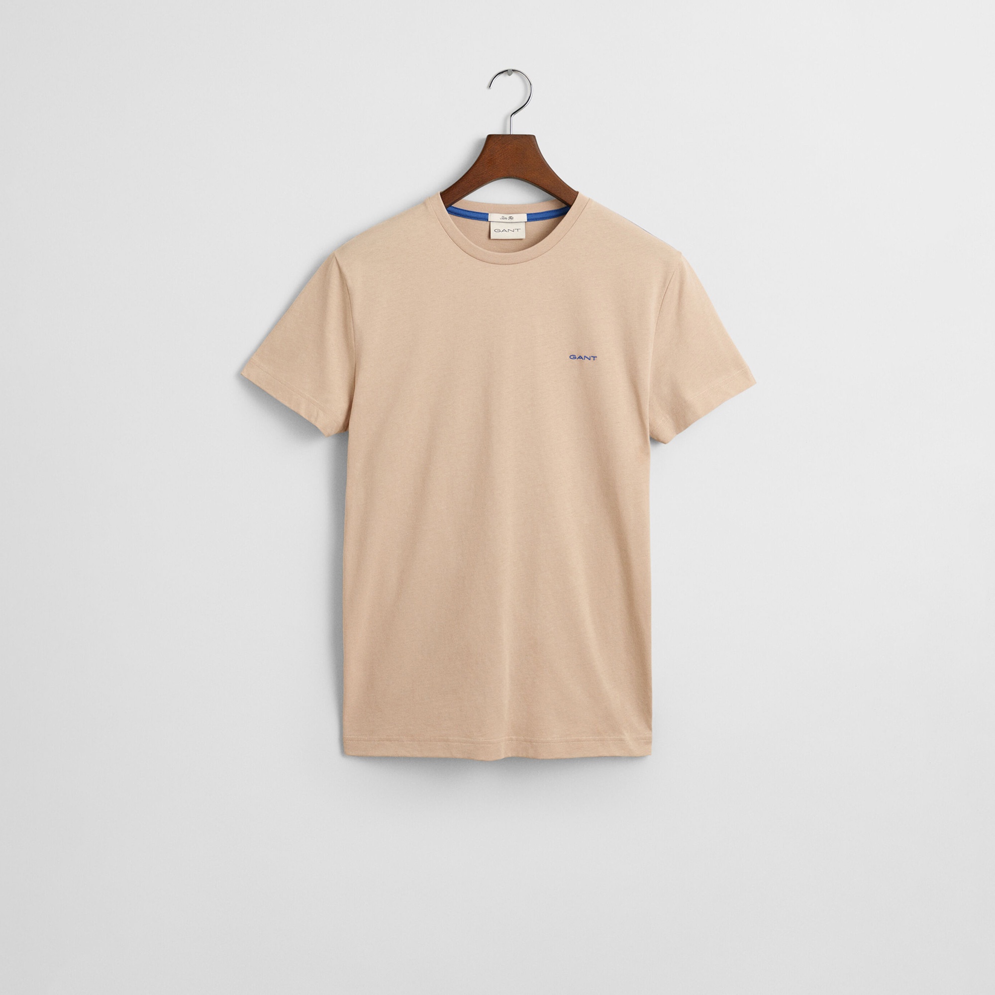 GANT Erkek Bej Slim Fit Bisiklet Yaka T-Shirt