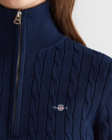  GANT Kadın Lacivert Regular Fit Yarım Fermuarlı Triko