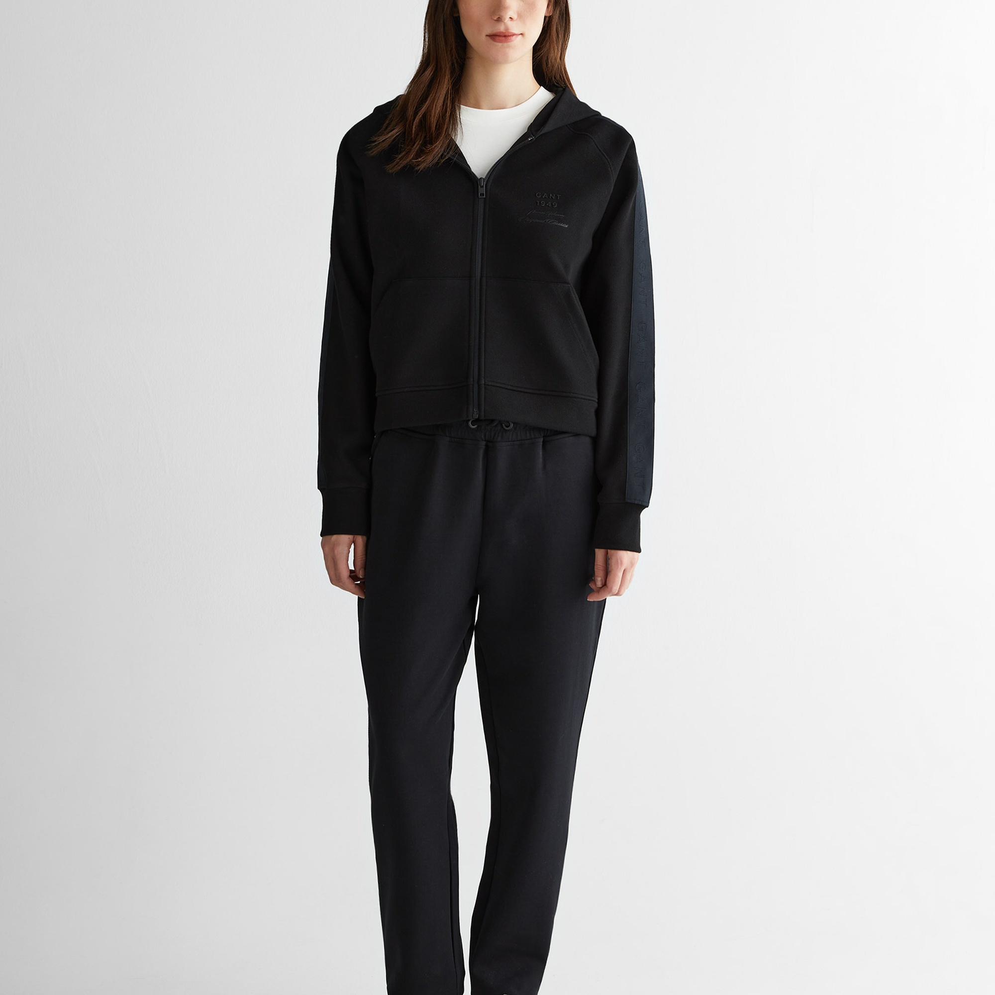 GANT Kadın Siyah Fermuarlı Kapüşonlu Sweatshirt