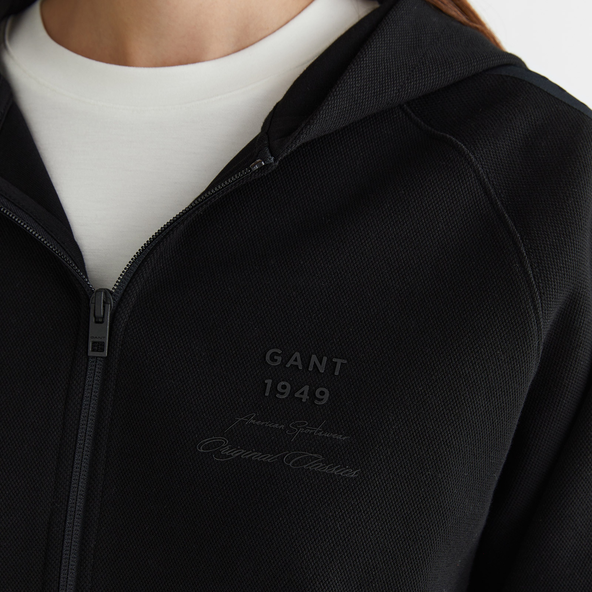 GANT Kadın Siyah Fermuarlı Kapüşonlu Sweatshirt