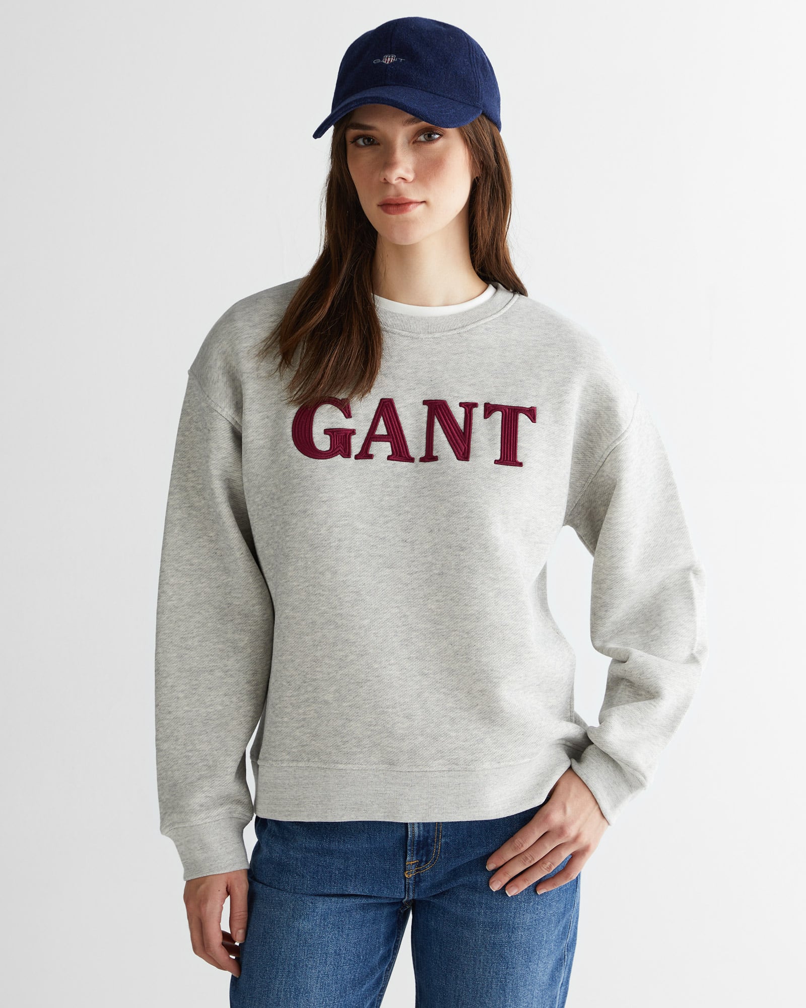  GANT Kadın Gri Relaxed Fit Bisiklet Yaka Sweatshirt