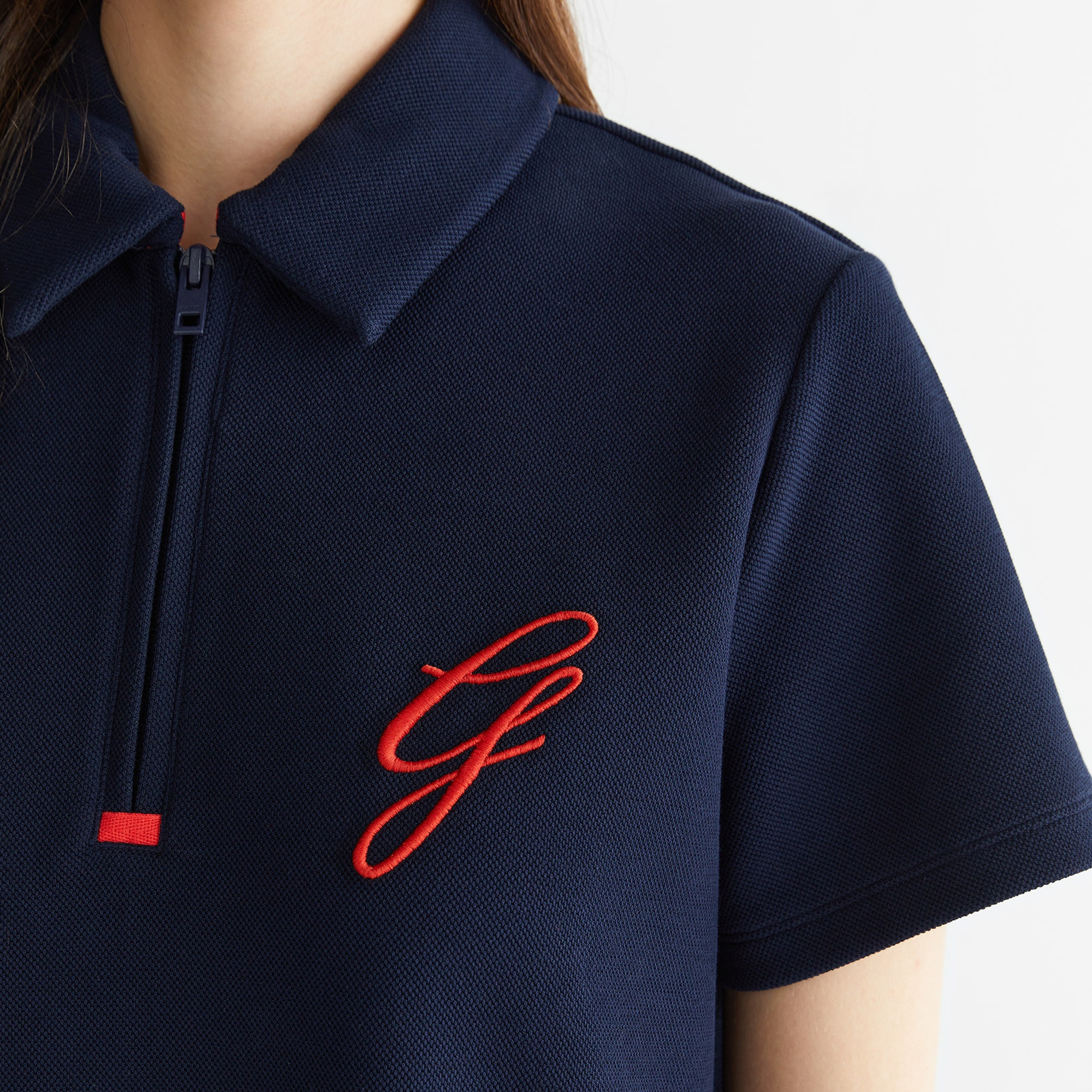 GANT Kadın Lacivert Yarım Fermuarlı Logolu Elbise