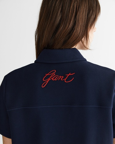  GANT Kadın Lacivert Yarım Fermuarlı Logolu Elbise