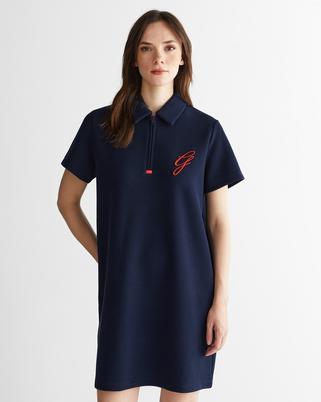  GANT Kadın Lacivert Yarım Fermuarlı Logolu Elbise