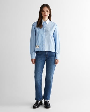  GANT Kadın Mavi Klasik Yaka Çizgili Gömlek