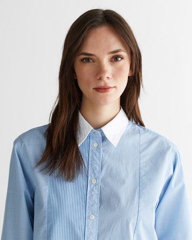  GANT Kadın Mavi Klasik Yaka Çizgili Gömlek
