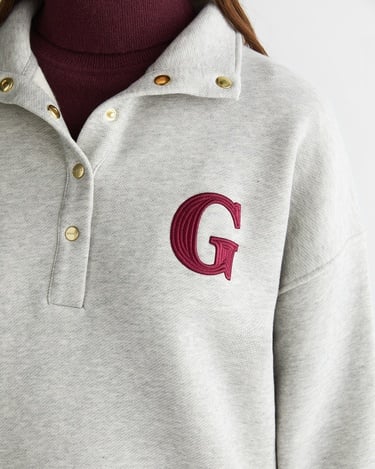  GANT Kadın Gri Relaxed Fit Düğmeli Yaka Sweatshirt
