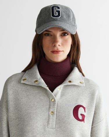  GANT Kadın Gri Relaxed Fit Düğmeli Yaka Sweatshirt