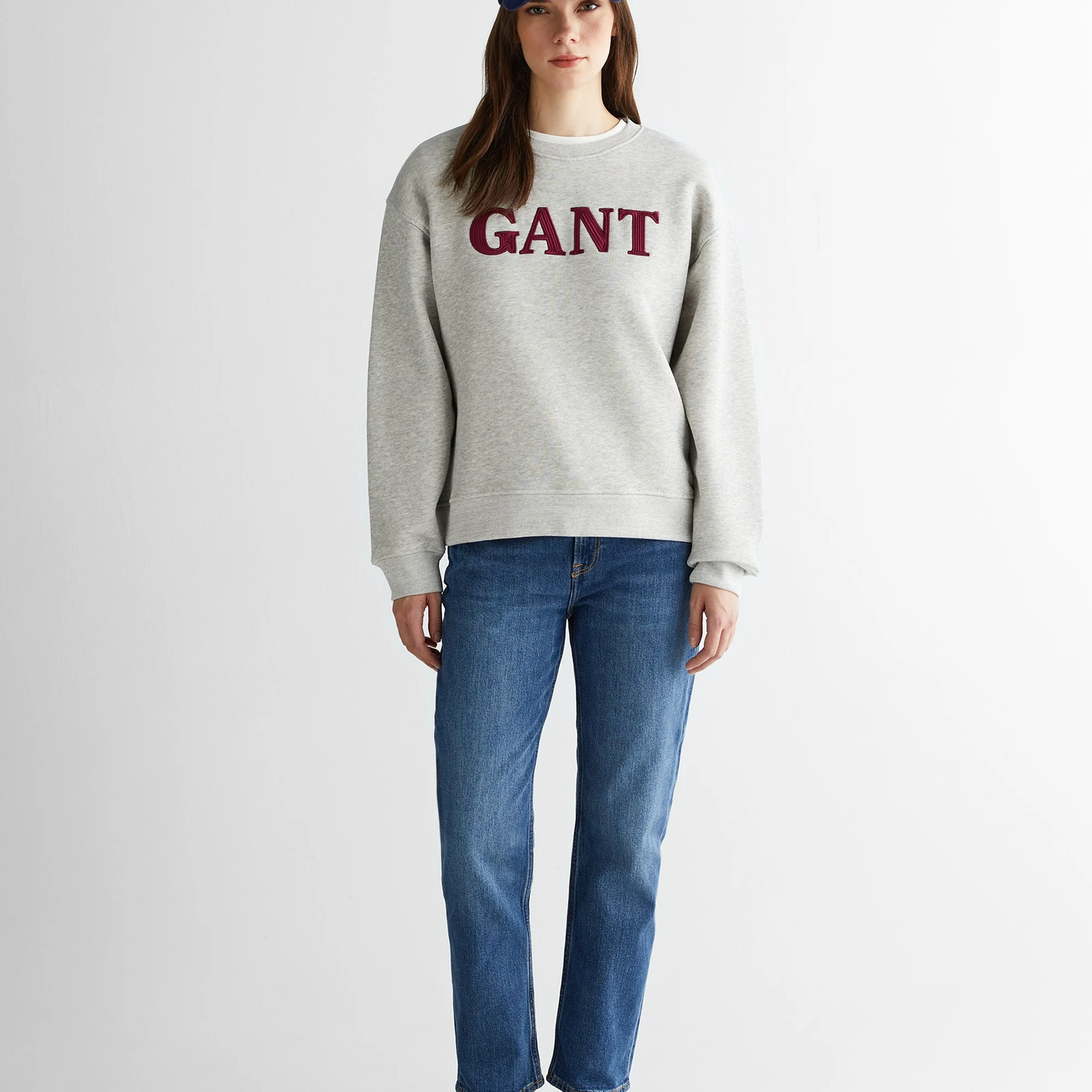 GANT Kadın Gri Relaxed Fit Bisiklet Yaka Sweatshirt