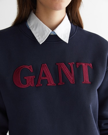  GANT Kadın Lacivert Relaxed Fit Bisiklet Yaka Sweatshirt