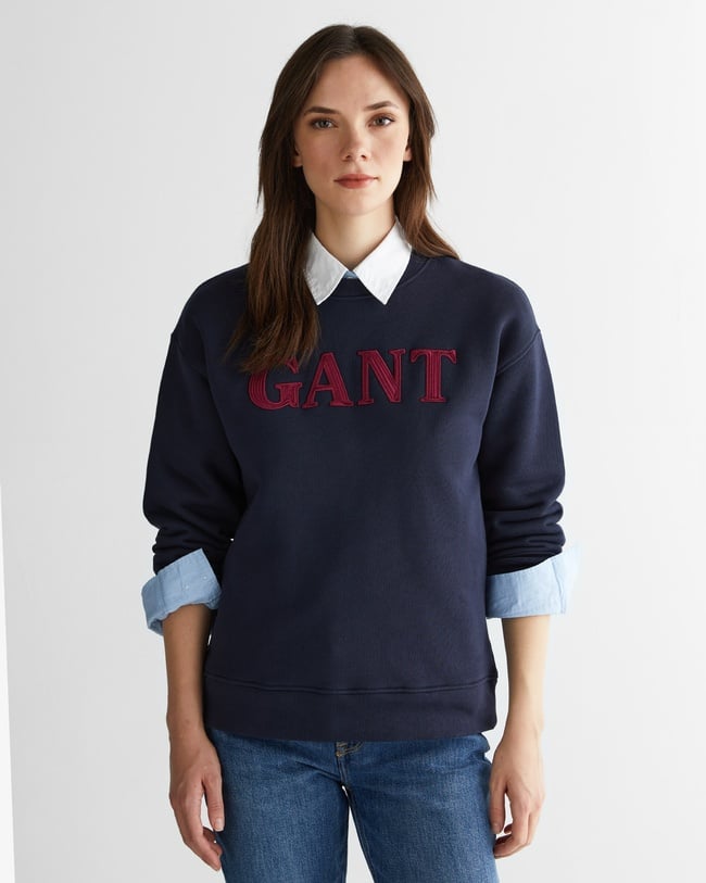  GANT Kadın Lacivert Relaxed Fit Bisiklet Yaka Sweatshirt