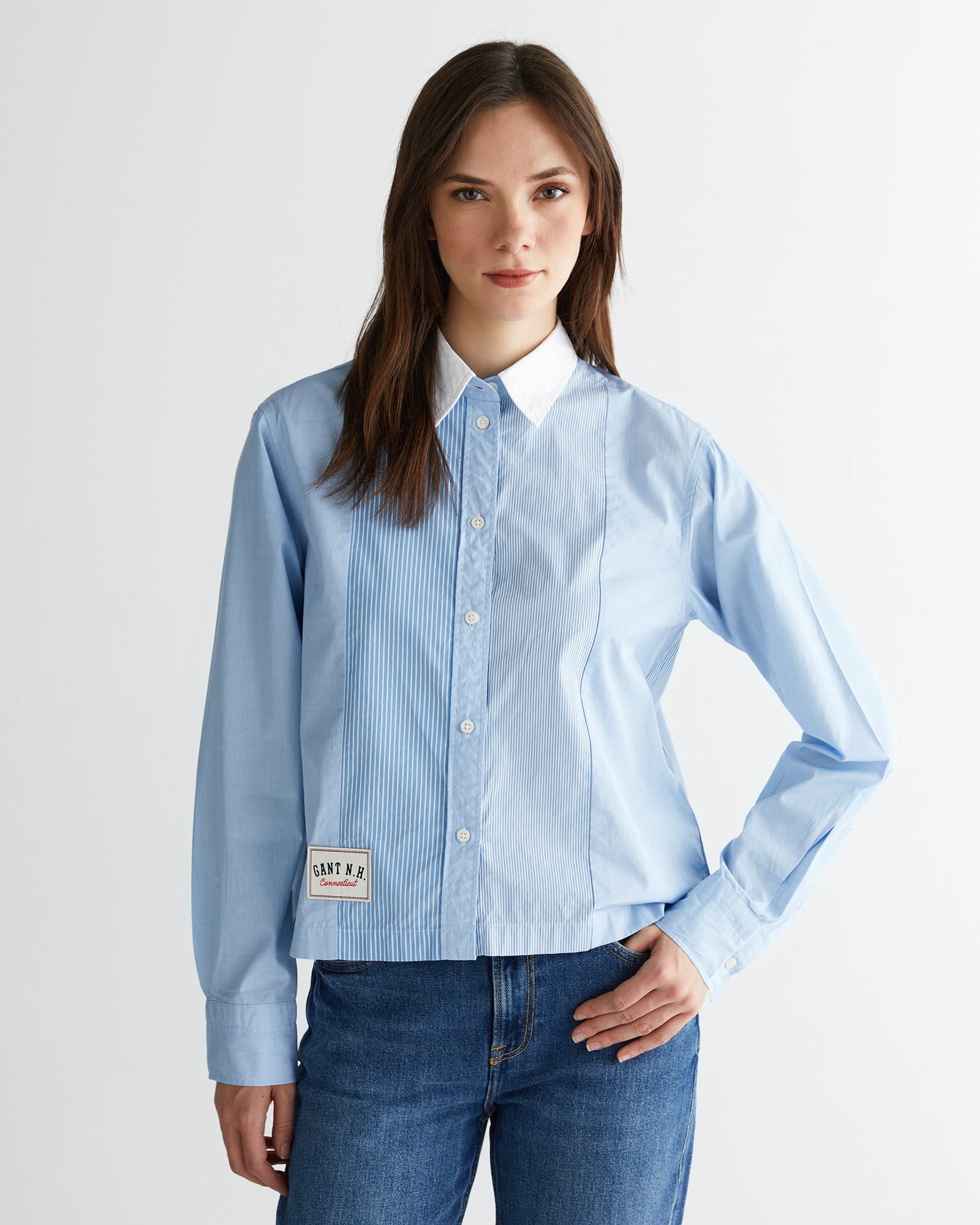  GANT Kadın Mavi Klasik Yaka Çizgili Gömlek