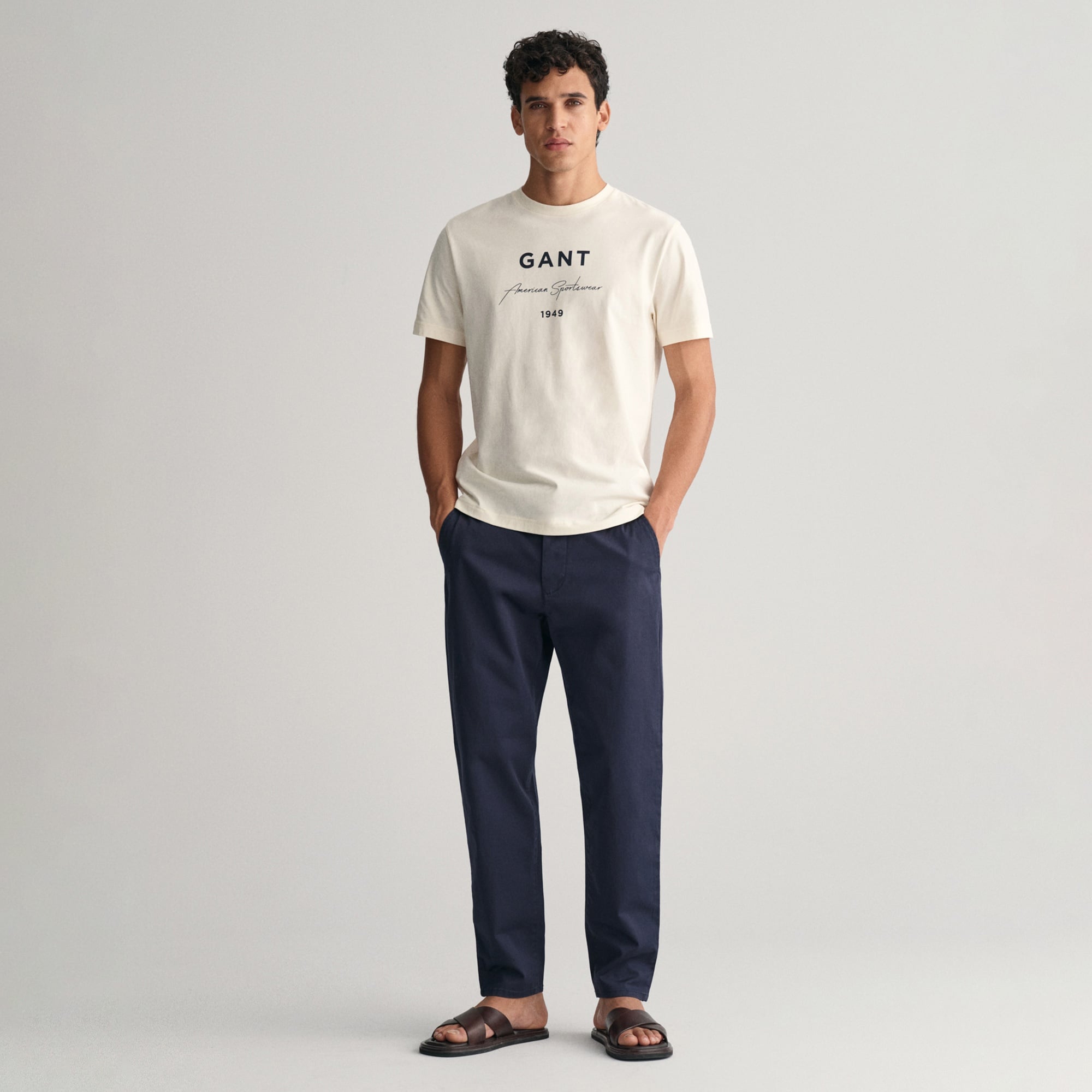 GANT Erkek Lacivert Regular Fit Chino Pantolon