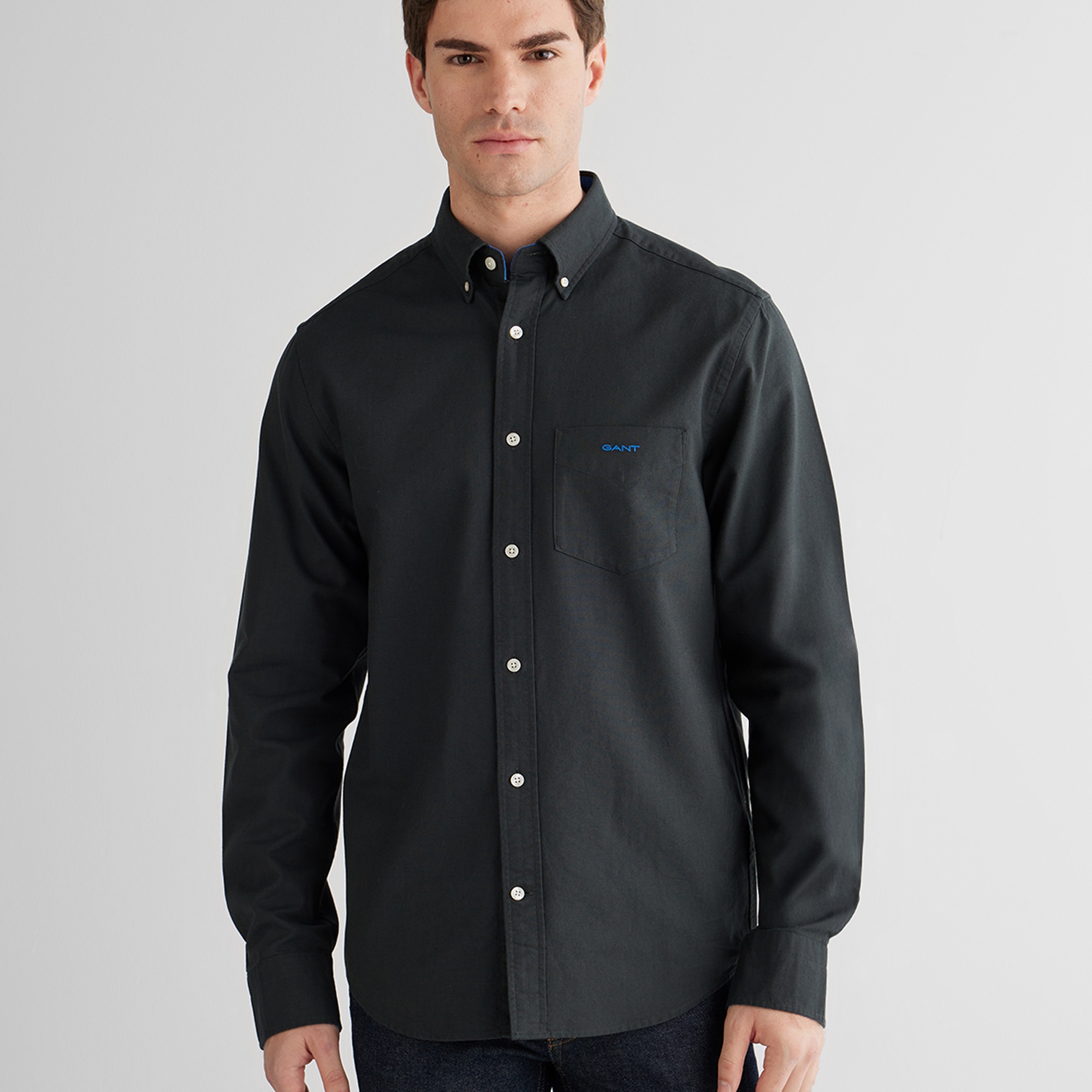 GANT Erkek Siyah Regular Fit Oxford Gömlek