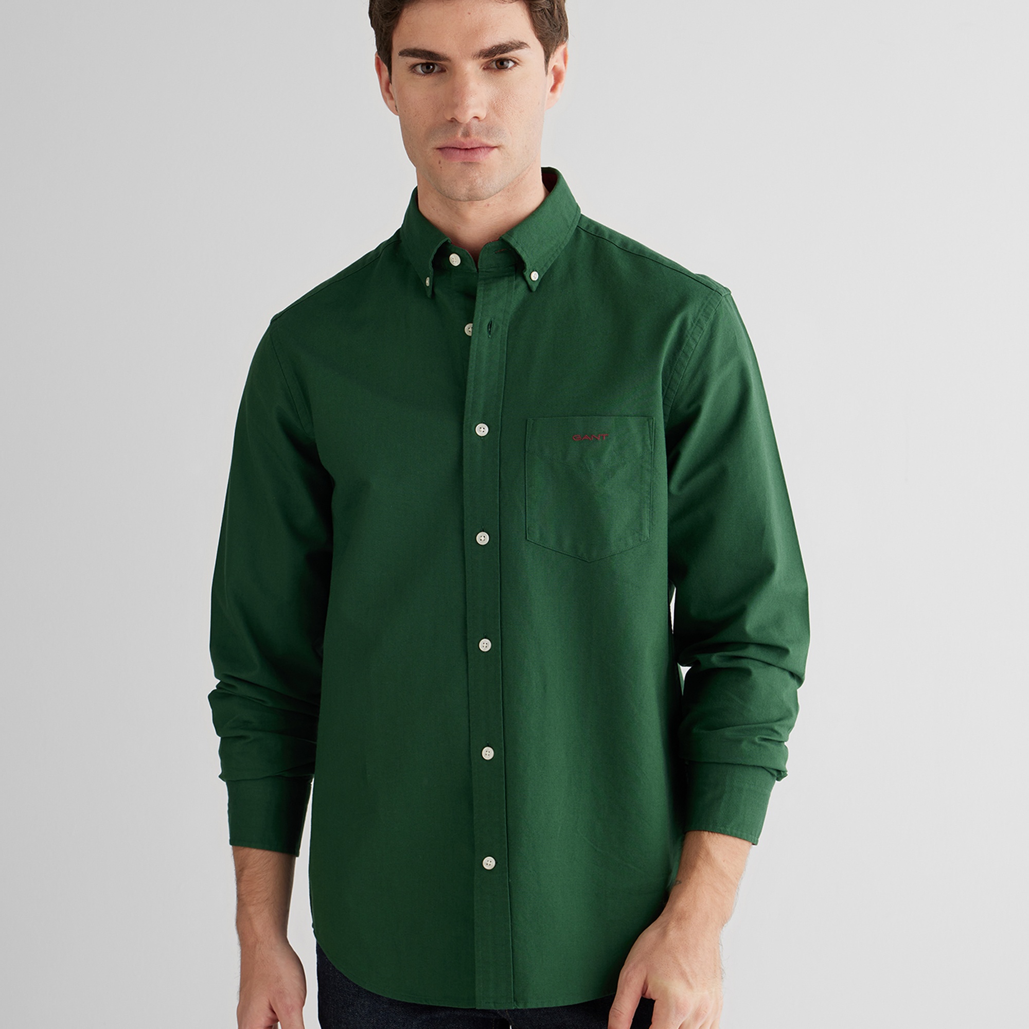 GANT Erkek Yeşil Regular Fit Oxford Gömlek